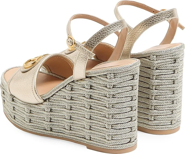 Women's VLogo Signature 120MM Wedge Sandals in Calfskin - Rose Cannelle - Size 7 - Image 9