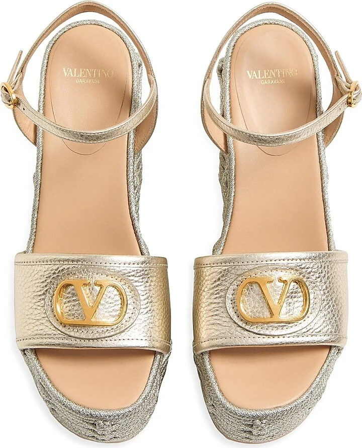 Women's VLogo Signature 120MM Wedge Sandals in Calfskin - Rose Cannelle - Size 7 - Image 11