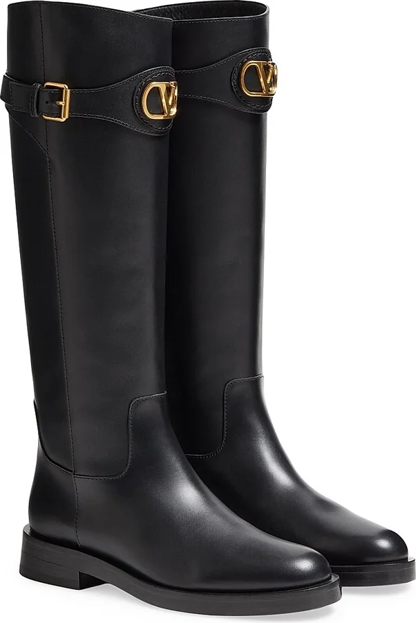 Women's VLogo Signature 30MM Calfskin Boots - Black - Size 7 - Image 2