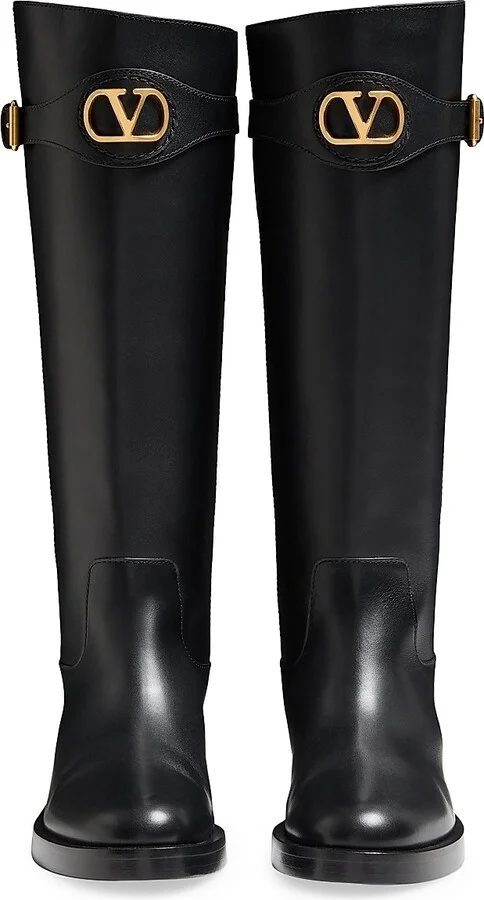 Women's VLogo Signature 30MM Calfskin Boots - Black - Size 7 - Image 4