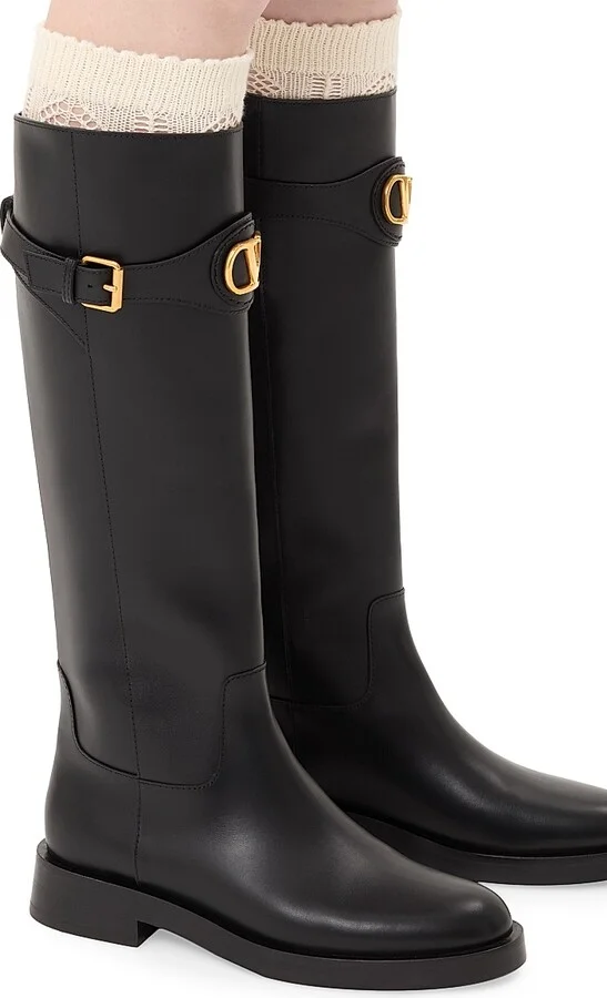 Women's VLogo Signature 30MM Calfskin Boots - Black - Size 7 - Image 7