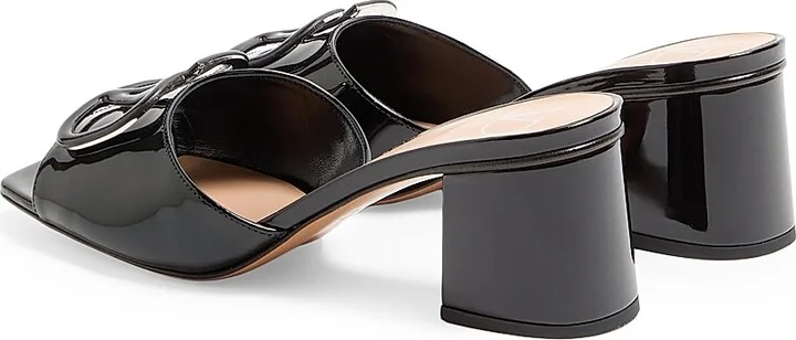 Women's VLogo Signature 60MM Patent Leather Slide Sandals - Black - Size 7 - Image 3
