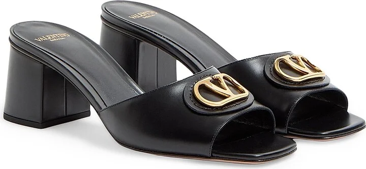Women's VLogo Signature 60MM Slide Sandals in Calfskin - Black - Size 6 - Image 2