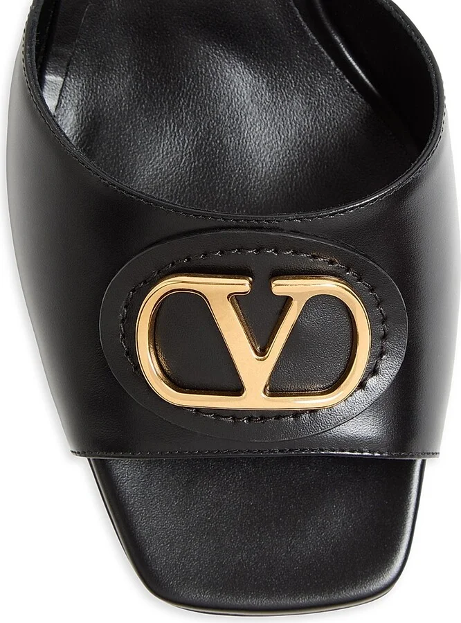 Women's VLogo Signature 60MM Slide Sandals in Calfskin - Black - Size 6 - Image 5