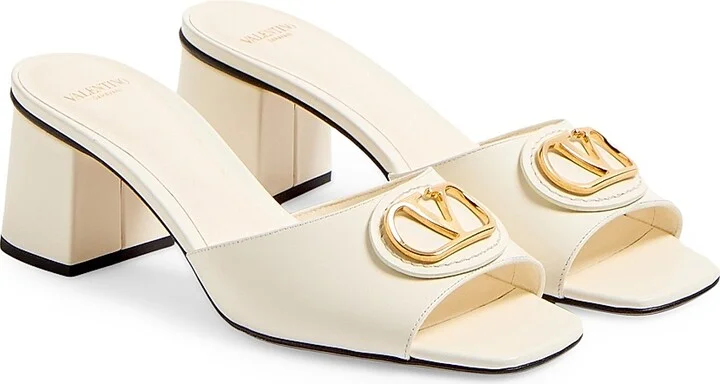 Women's VLogo Signature 60MM Slide Sandals in Calfskin - Black - Size 6 - Image 8