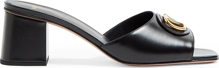 Women's VLogo Signature 60MM Slide Sandals in Calfskin - Black - Size 6