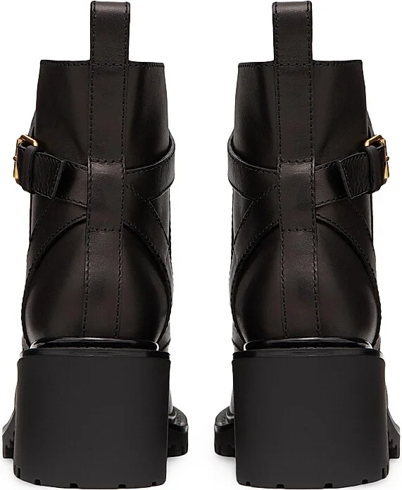 Women's VLogo Signature Calfskin 70MM Combat Boots - Black - Size 6 - Image 3