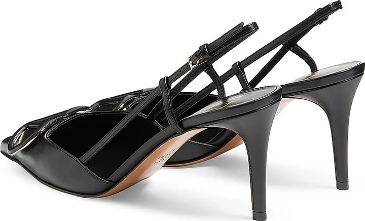 Women's VLogo Signature Calfskin 80MM Slingback Pumps - Black - Size 7 - Image 3
