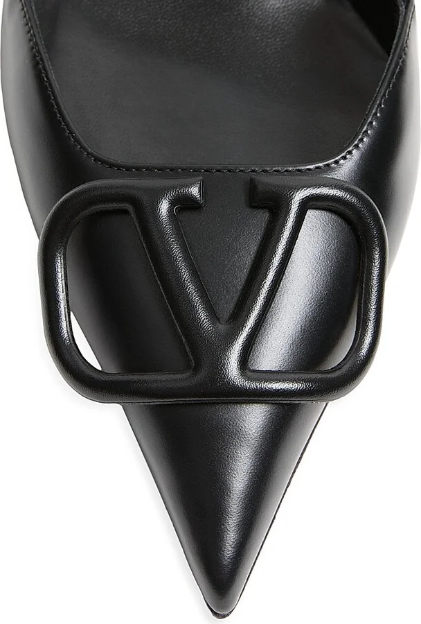 Women's VLogo Signature Calfskin 80MM Slingback Pumps - Black - Size 7 - Image 5