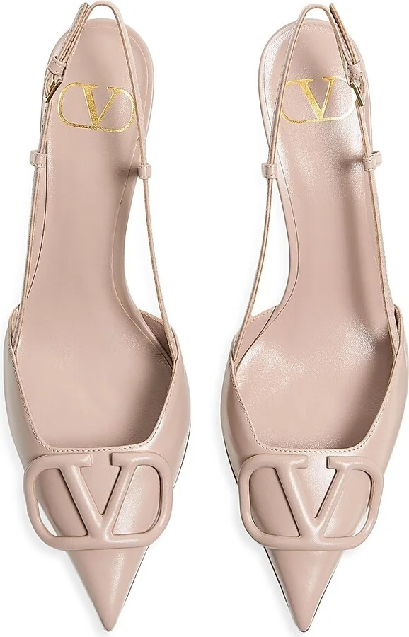 Women's VLogo Signature Calfskin 80MM Slingback Pumps - Black - Size 7 - Image 10