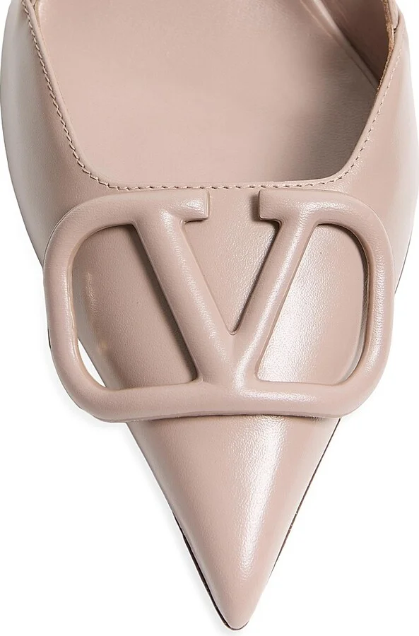 Women's VLogo Signature Calfskin 80MM Slingback Pumps - Black - Size 7 - Image 11