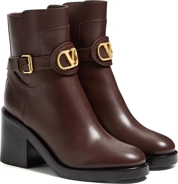 Women's VLogo Signature Calfskin Ankle 70MM Boots - Fondant - Size 7 - Image 2