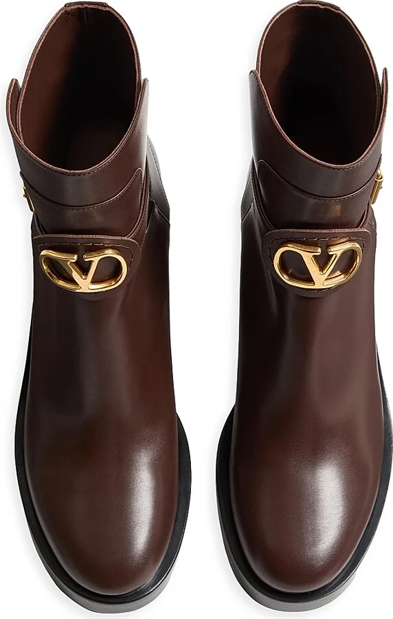 Women's VLogo Signature Calfskin Ankle 70MM Boots - Fondant - Size 7 - Image 4
