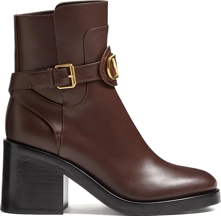 Women's VLogo Signature Calfskin Ankle 70MM Boots - Fondant - Size 7