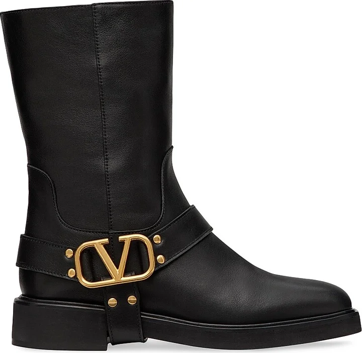 Women's VLogo Signature Calfskin Ankle Boots 30MM - Black - Size 5