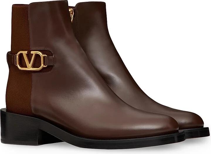 Women's VLogo Signature Calfskin Ankle Boots 30MM - Cocoa - Size 8 - Image 2