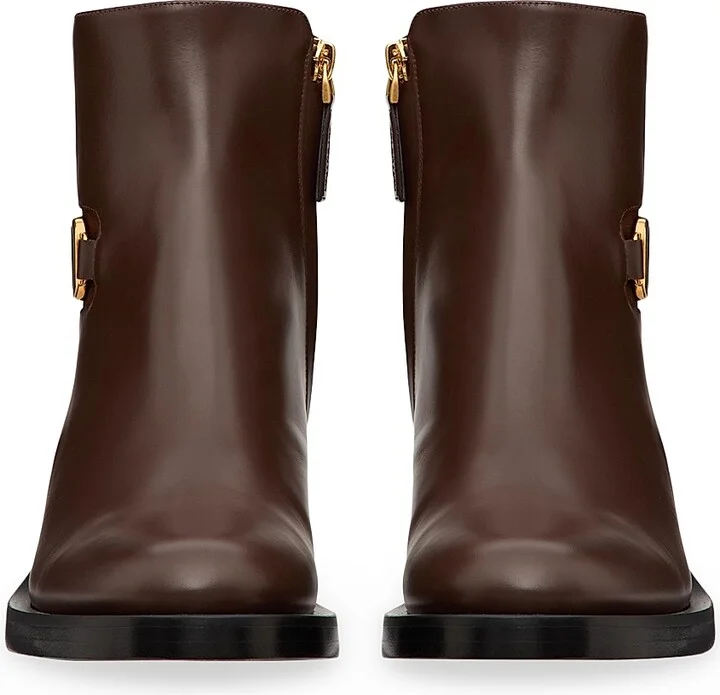 Women's VLogo Signature Calfskin Ankle Boots 30MM - Cocoa - Size 8 - Image 4