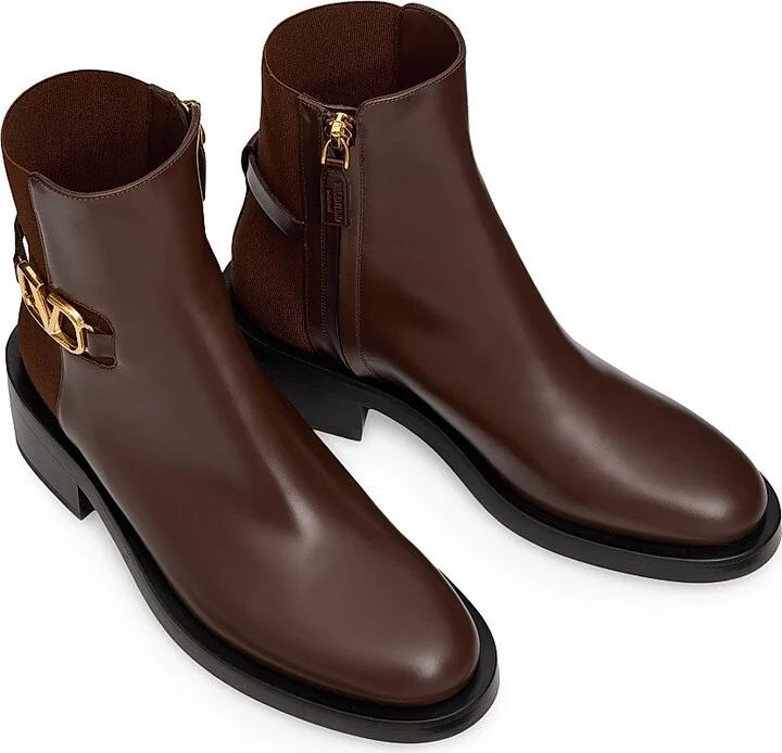 Women's VLogo Signature Calfskin Ankle Boots 30MM - Cocoa - Size 8 - Image 5