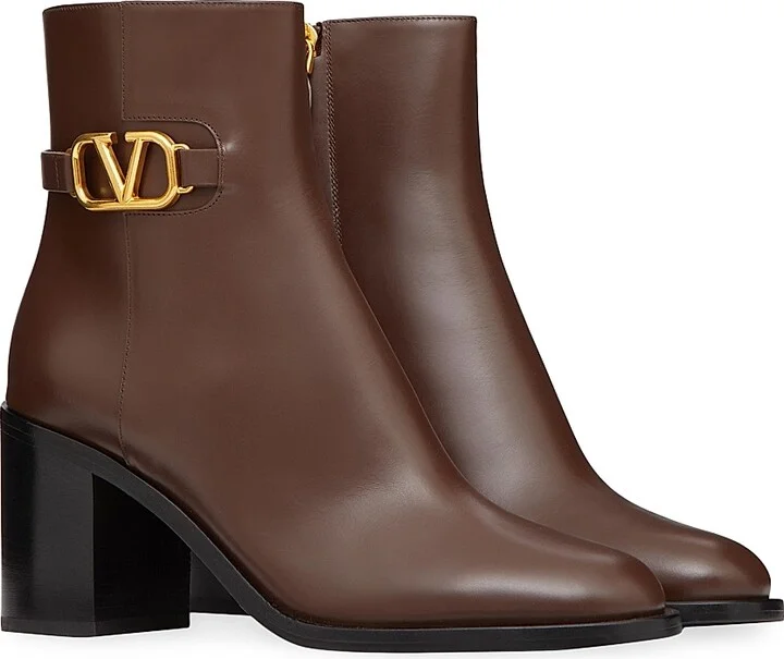 Women's VLogo Signature Calfskin Ankle Boots 75MM - Cocoa - Size 7 - Image 2