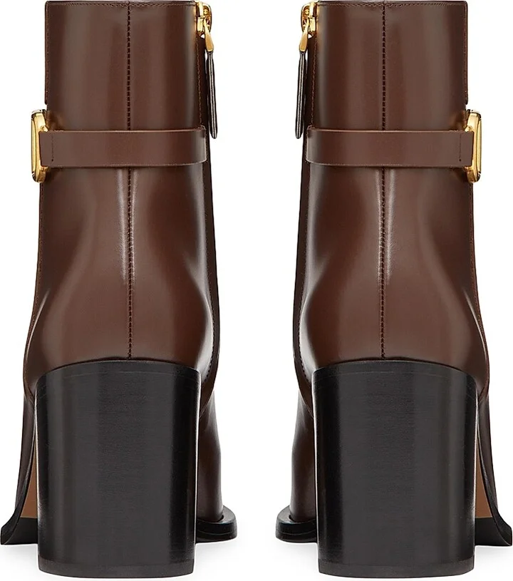 Women's VLogo Signature Calfskin Ankle Boots 75MM - Cocoa - Size 7 - Image 3