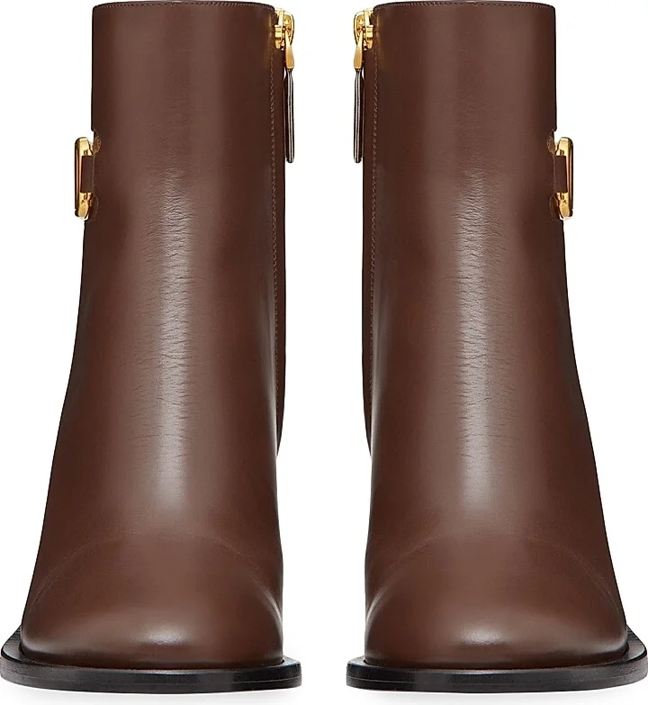 Women's VLogo Signature Calfskin Ankle Boots 75MM - Cocoa - Size 7 - Image 4
