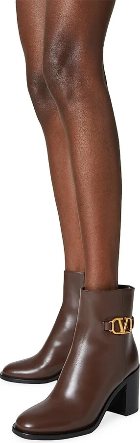 Women's VLogo Signature Calfskin Ankle Boots 75MM - Cocoa - Size 7 - Image 6