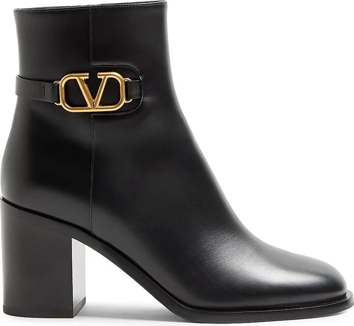 Women's Vlogo Signature Calfskin Ankle Boots - Black - Size 10.5