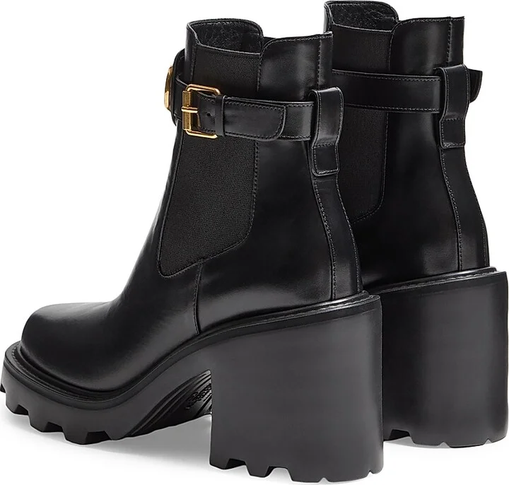 Women's VLogo Signature Calfskin Beatle 90MM Boots - Black - Size 7 - Image 3