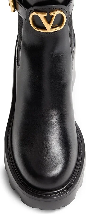 Women's VLogo Signature Calfskin Beatle 90MM Boots - Black - Size 7 - Image 5