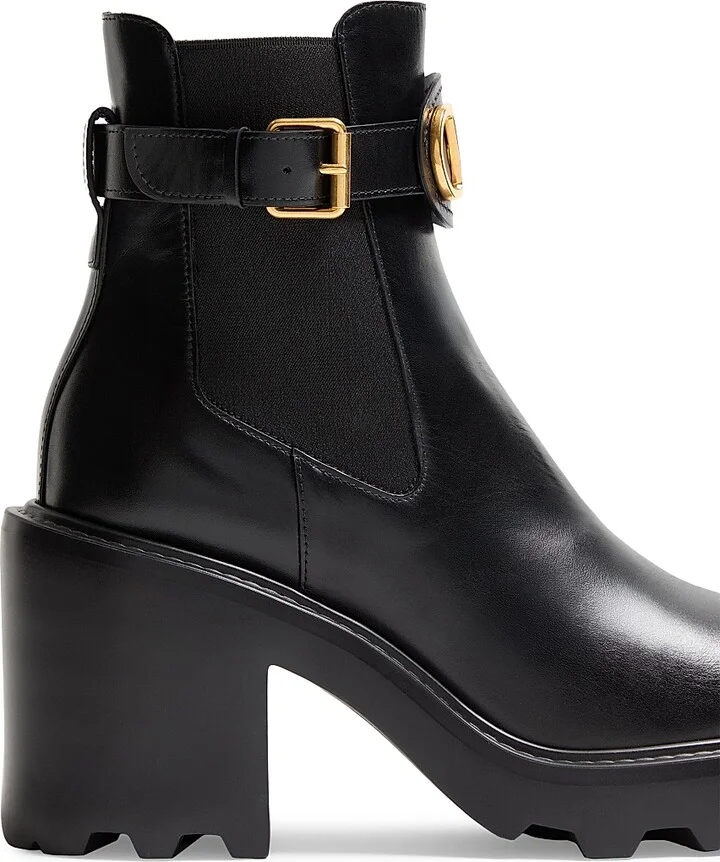 Women's VLogo Signature Calfskin Beatle 90MM Boots - Black - Size 7 - Image 6