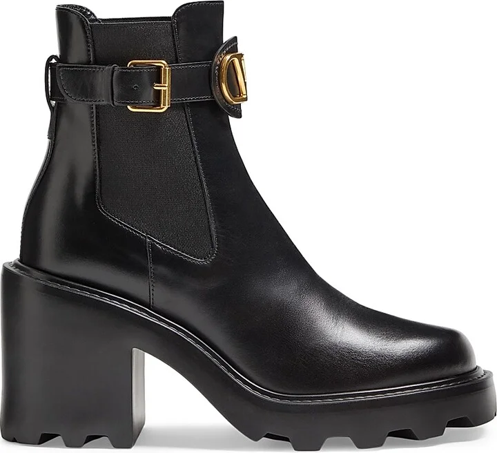 Women's VLogo Signature Calfskin Beatle 90MM Boots - Black - Size 7