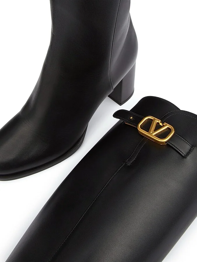 Women's VLogo Signature Calfskin Boots 70MM - Black - Size 8 - Image 5