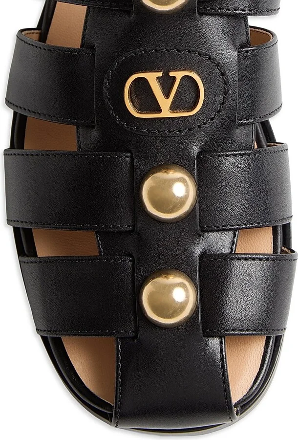 Women's VLogo Signature Calfskin Fisherman 20MM Sandals - Black - Size 7 - Image 6