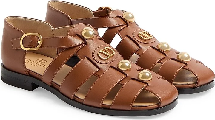 Women's VLogo Signature Calfskin Fisherman 20MM Sandals - Black - Size 7 - Image 9