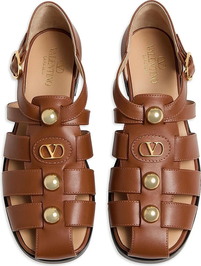Women's VLogo Signature Calfskin Fisherman 20MM Sandals - Black - Size 7 - Image 11