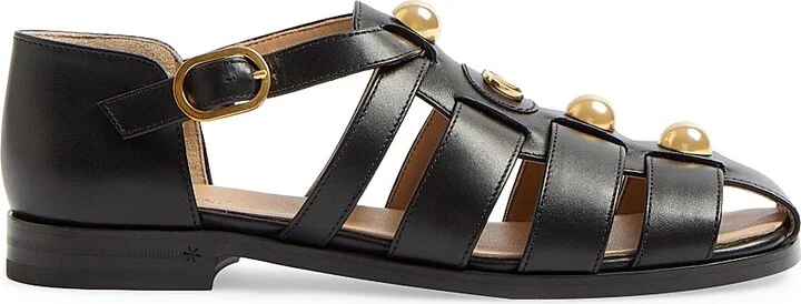 Women's VLogo Signature Calfskin Fisherman 20MM Sandals - Black - Size 7