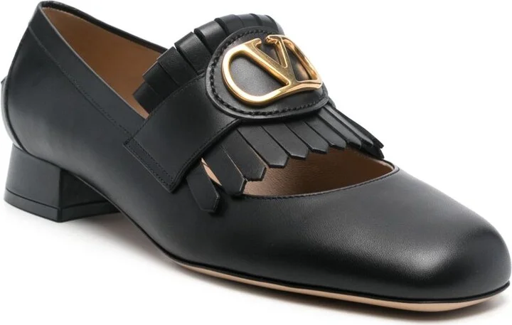 Women's Vlogo Signature Calfskin Fringe Sabot Moccasin 25Mm - Image 3