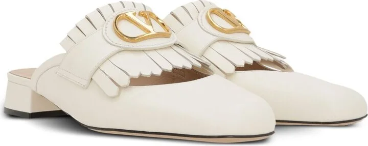 Women's Vlogo Signature Calfskin Fringe Sabot Moccasin 25Mm - Image 3