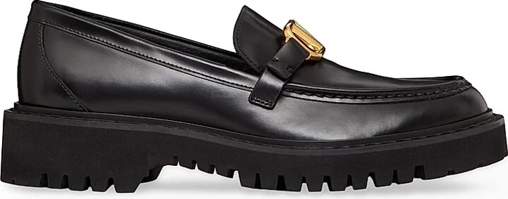 Women's Vlogo Signature Calfskin Loafers - Black - Size 7 - Image 2