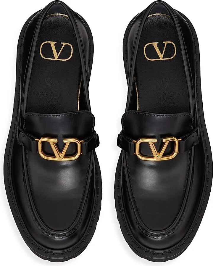 Women's Vlogo Signature Calfskin Loafers - Black - Size 7 - Image 5