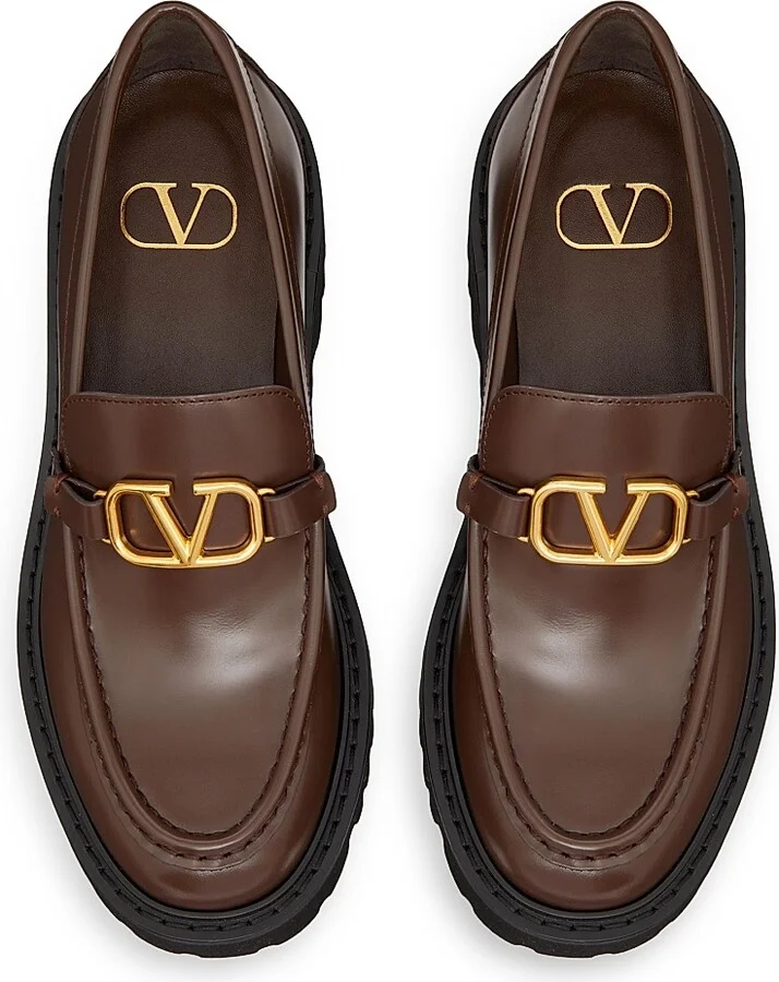 Women's Vlogo Signature Calfskin Loafers - Brown - Size 12 - Image 4