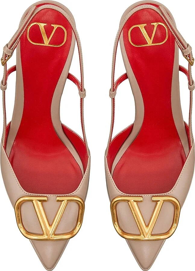 Women's VLogo Signature Calfskin Slingback Platform Pumps 120MM - Black - Size 7 - Image 10