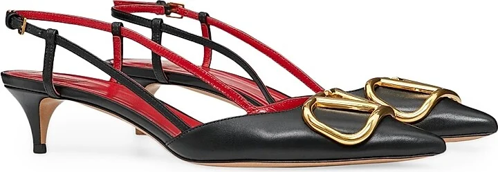 Women's VLogo Signature Calfskin Slingback Pumps 40MM - Black - Size 5 - Image 2