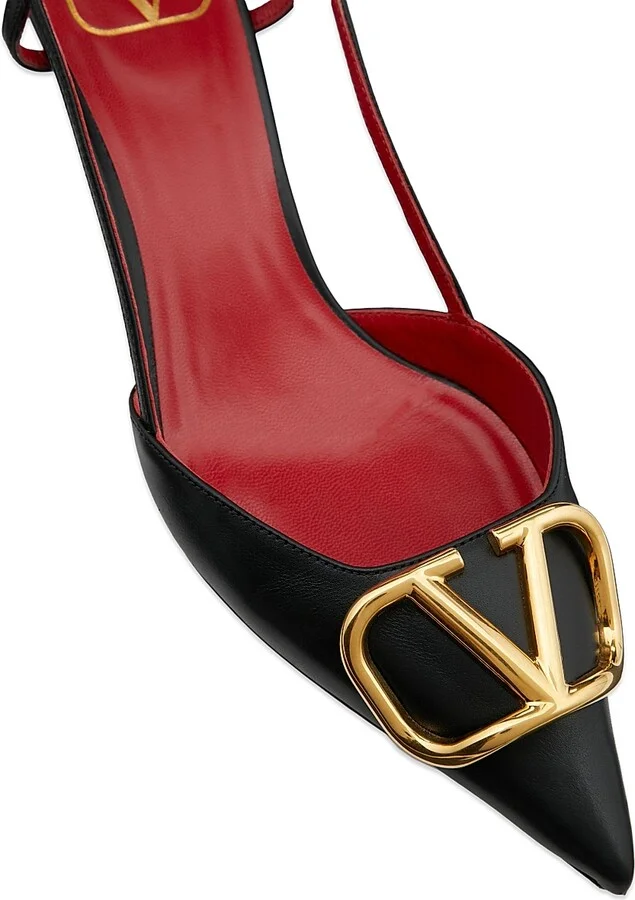 Women's VLogo Signature Calfskin Slingback Pumps 40MM - Black - Size 5 - Image 5