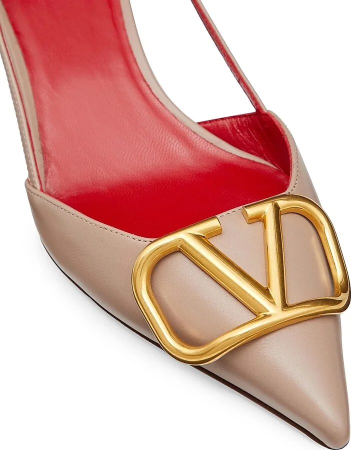 Women's VLogo Signature Calfskin Slingback Pumps 40MM - Black - Size 5 - Image 10