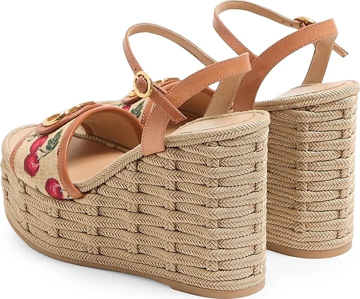 Women's VLogo Signature Cherryfic Pattern Wedge Sandals 120MM - Natural Red Multicolor - Size 7 - Image 4