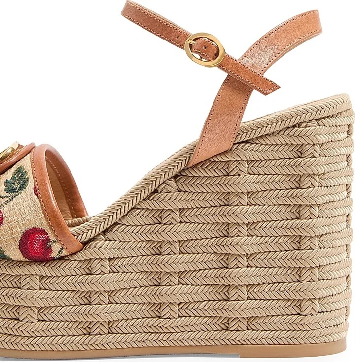 Women's VLogo Signature Cherryfic Pattern Wedge Sandals 120MM - Natural Red Multicolor - Size 7 - Image 5