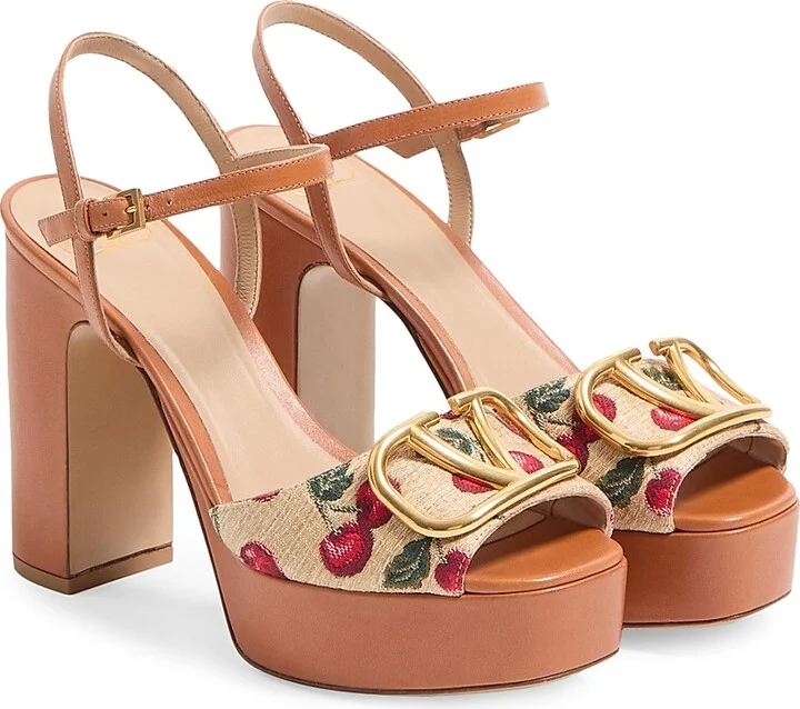 Women's VLogo Signature Cherryfic Platform Sandals 115MM - Natural Red Multicolor - Size 7 - Image 2
