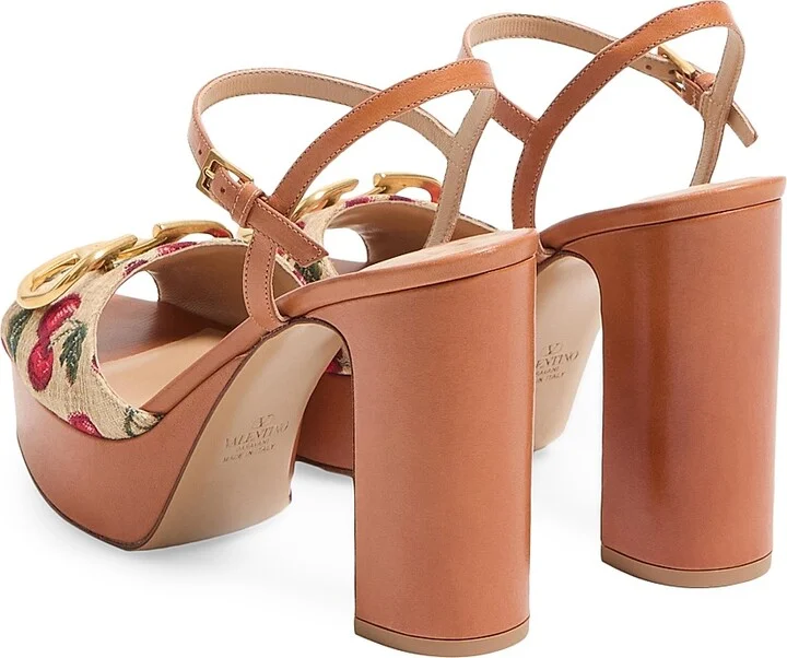 Women's VLogo Signature Cherryfic Platform Sandals 115MM - Natural Red Multicolor - Size 7 - Image 3