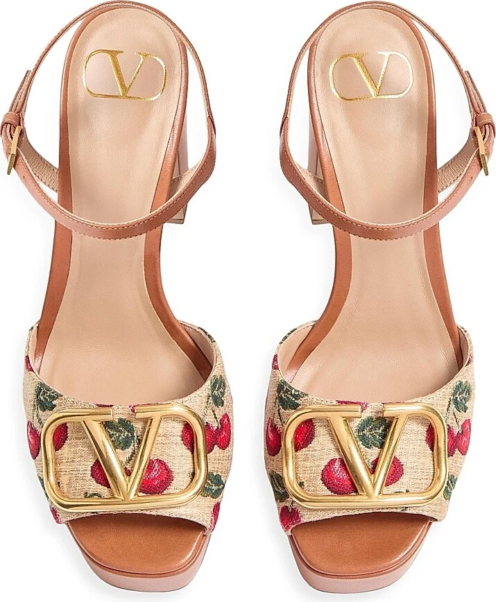 Women's VLogo Signature Cherryfic Platform Sandals 115MM - Natural Red Multicolor - Size 7 - Image 4